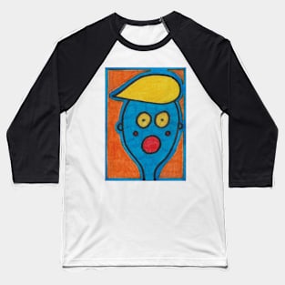 Blue Man on Orange Baseball T-Shirt